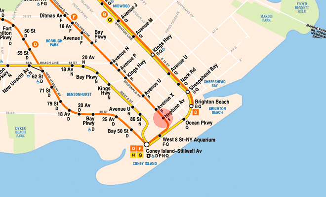 Neptune Avenue station map