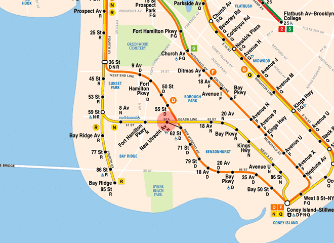 New Utrecht Avenue station map