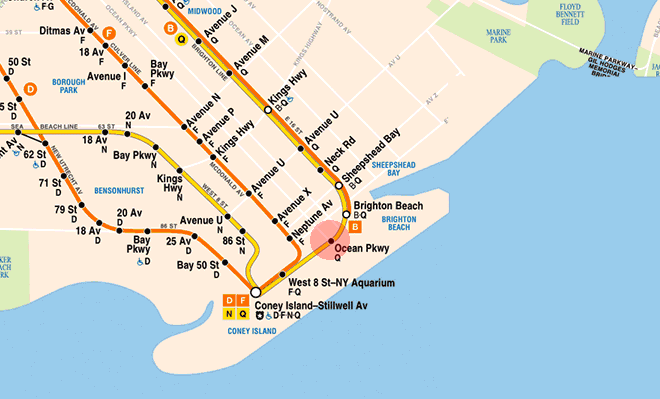 Ocean Parkway station map