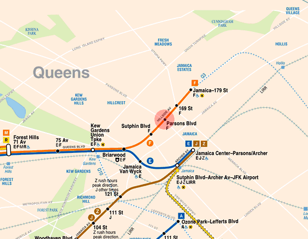 Parsons Boulevard station map