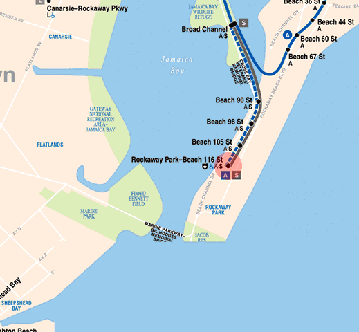Rockaway Park-Beach 116th Street station map
