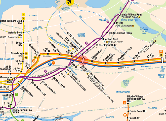 Roosevelt Avenue-Jackson Heights station map