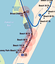 New York subway S - Rockaway Park Shuttle map