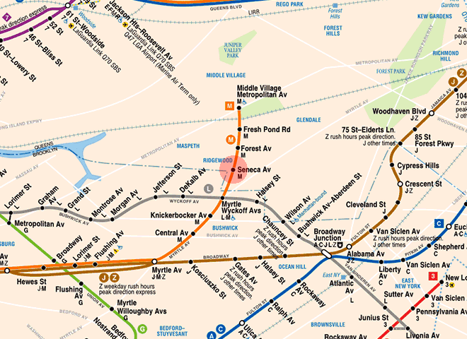 Seneca Avenue station map