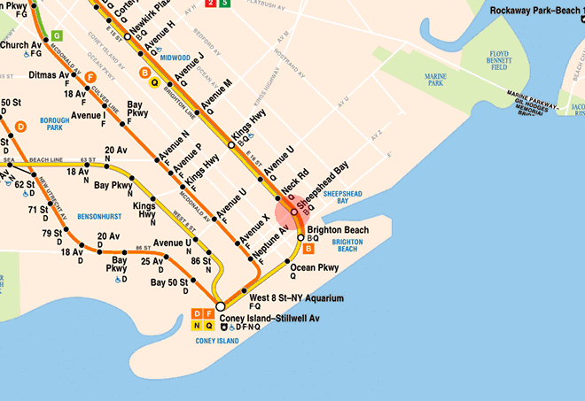 Sheepshead Bay station map