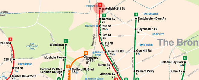 Wakefield-241st Street station map