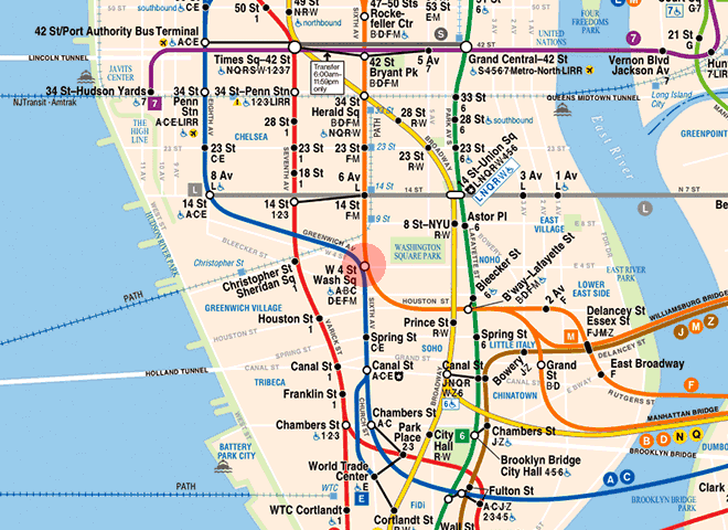 West Fourth Street-Washington Square station map