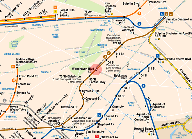 Woodhaven Boulevard station map