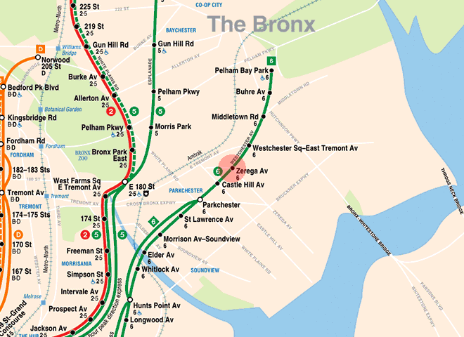 Zerega Avenue station map
