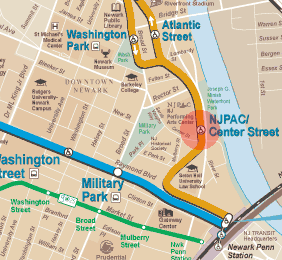 NJPAC/Center Street station map