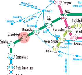 C12 Asashiobashi station map