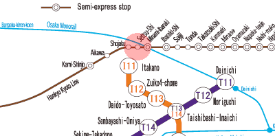 HK-67 Settsu-shi station map