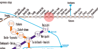 HK-75 Oyamazaki station map