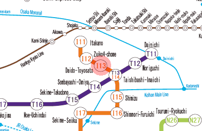 I13 Daido-Toyosato station map