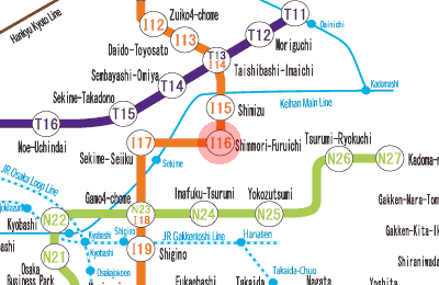 I16 Shimmori-Furuichi station map