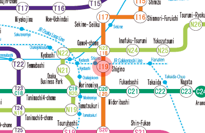I19 Shigino station map