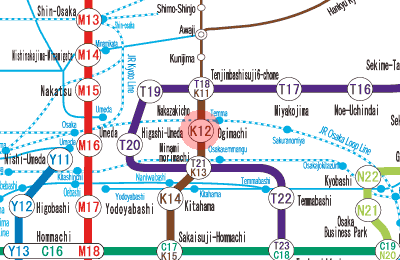 K12 Ogimachi station map