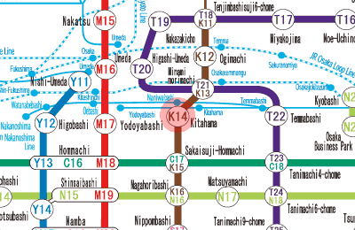 K14 Kitahama station map