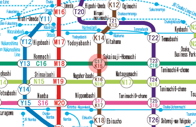 K15 Sakaisuji-Hommachi station map