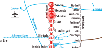 M10 Ryokuchi-koen station map