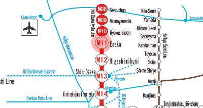 M11 Esaka station map
