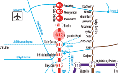 M12 Higashi-Mikuni station map