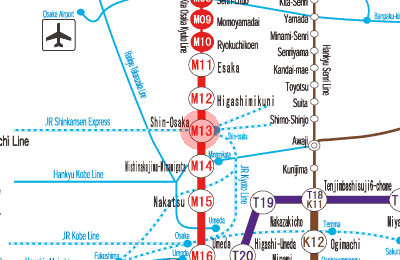 M13 Shin-Osaka station map