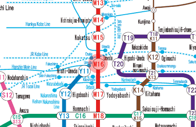 M16 Umeda station map
