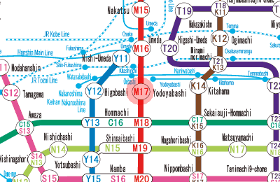 M17 Yodoyabashi station map