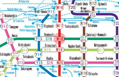 M18 Hommachi station map