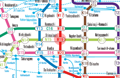 M19 Shinsaibashi station map