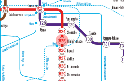 M25 Nishitanabe station map