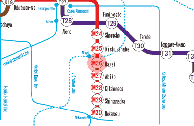 M26 Nagai station map