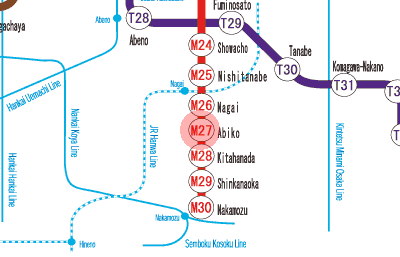 M27 Abiko station map