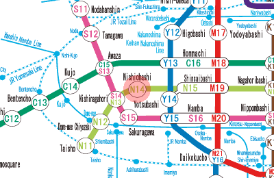 N14 Nishiohashi station map
