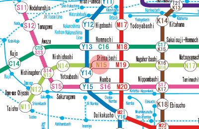 N15 Shinsaibashi station map