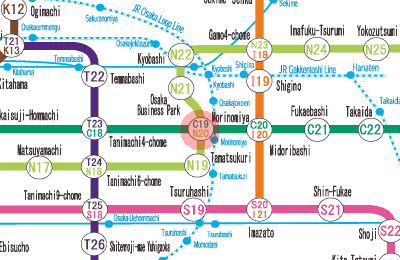 N20 Morinomiya station map