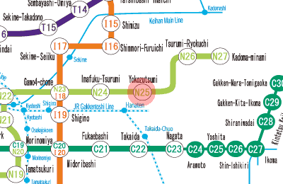 N25 Yokozutsumi station map