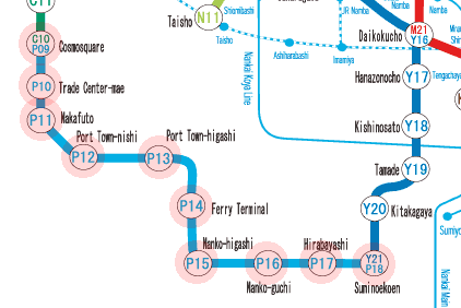Osaka subway Nanko Port Town Line map