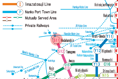 S11 Nodahanshin station map
