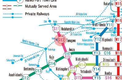 S12 Tamagawa station map