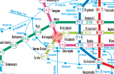 S14 Nishi-Nagahori station map