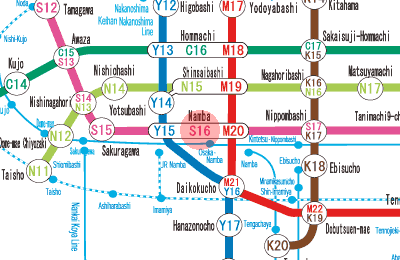 S16 Namba station map