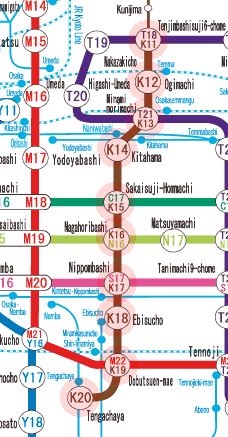 Osaka subway Sakaisuji Line map