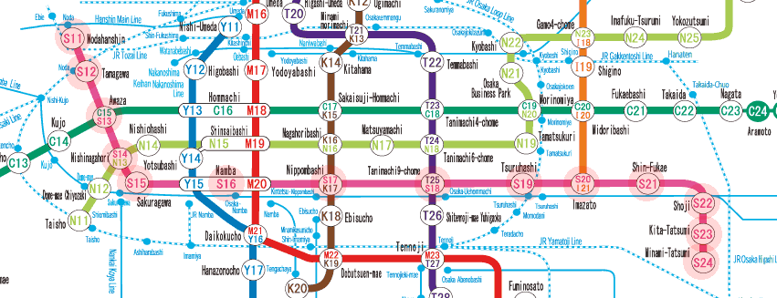 Osaka subway Sennichimae Line map