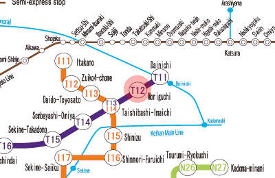 T12 Moriguchi station map