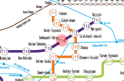 T14 Sembayashi-Omiya station map
