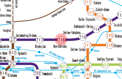T16 Noe-Uchindai station map