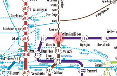 T18 Tenjimbashisuji Roku-chome station map