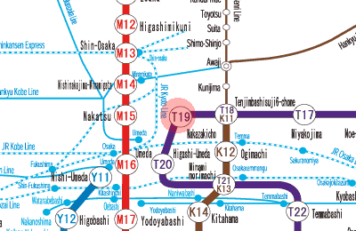 T19 Nakazakicho station map